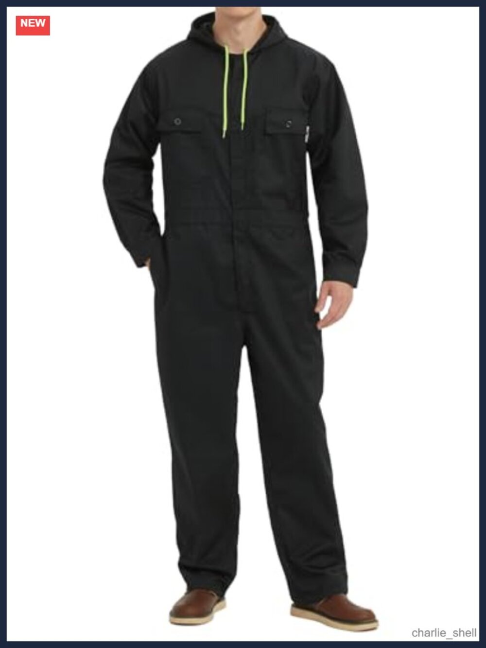 Mens Cotton Blend Long Sleeve Hooded Coverall Multi Pocket Work Jumpsuit